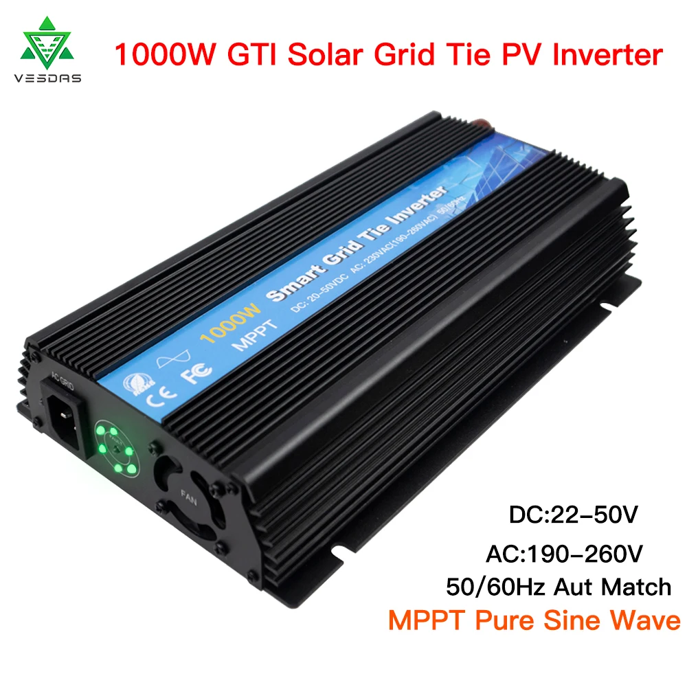 GTI1000 MPPT солнечный Grid Tie Инвертор 1000W Micro силовой инвертор 18/24/36V DC to 190 260VAC с чистой