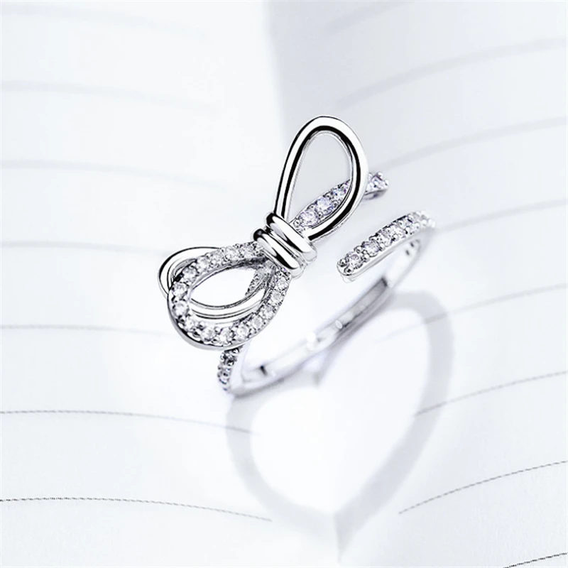 Модные Роскошные корейские модные тибетские серебряные кольца с бантом