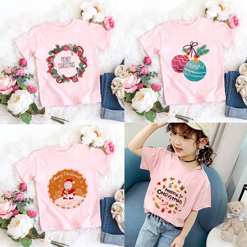 

Футболка для девочек, с принтом на Рождество, Хэллоуин, с коротким рукавом