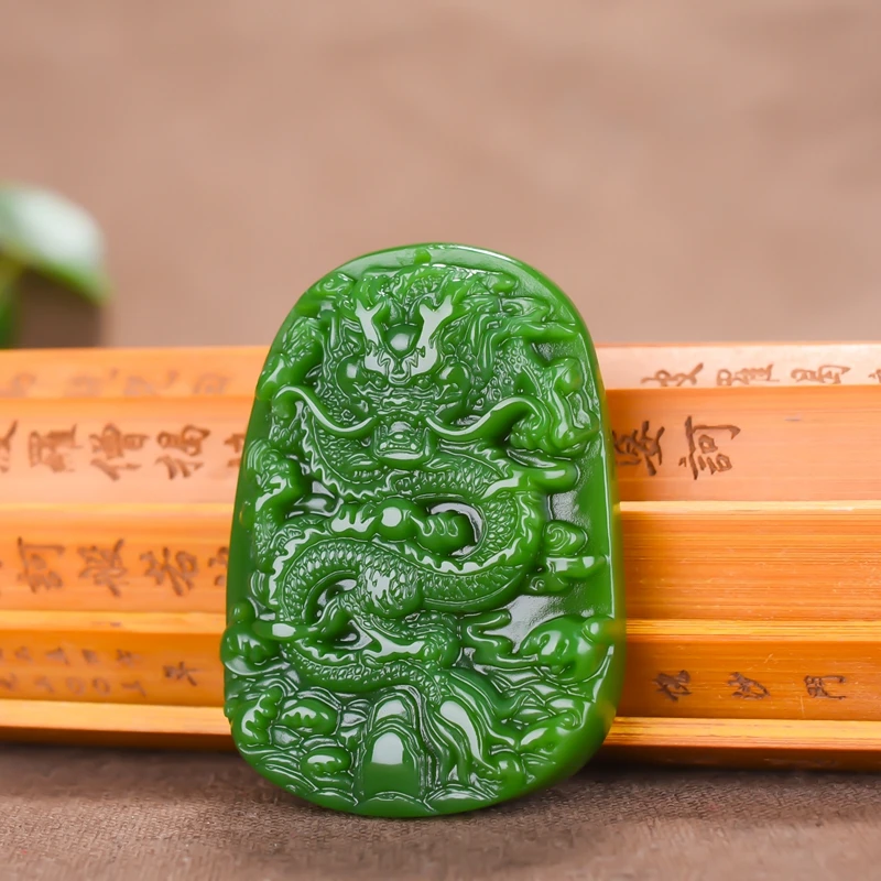 Chinese Green Jade Dragon Pendant Necklace Charm Jewellery Fashion Accessories Hand-Carved Amulet Gifts for Women Her Free rope | Украшения