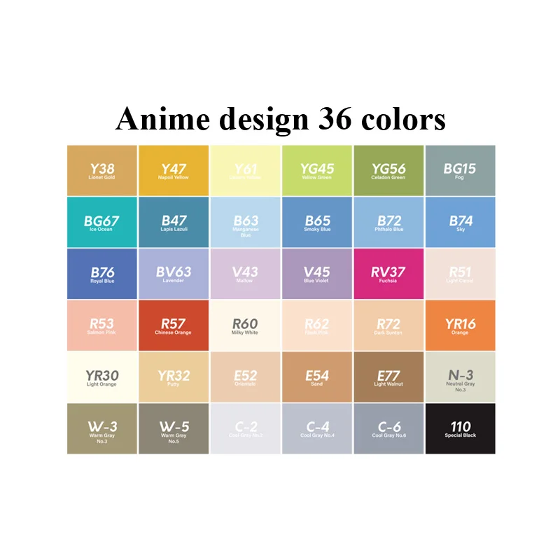 Anime-36colors Croma Двойные головки для рисования 12/24/36/48/60/72/216 Цвета Водонепроницаемый эскиз жирной на спиртовой основе маркер для аниме студентов дизайн - Цвет: Anime-36colors
