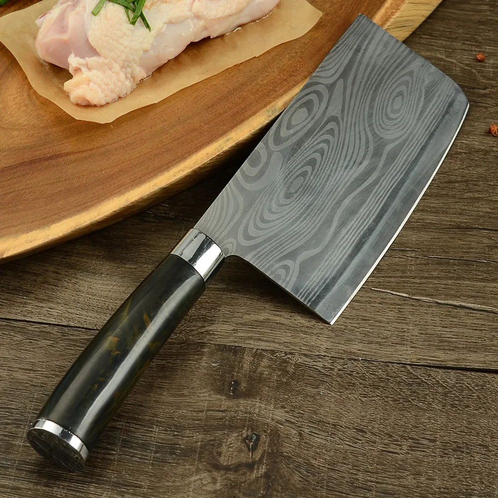 7 дюймов разделочные Ножи Нержавеющая сталь лазерным узором Кухня шеф повара