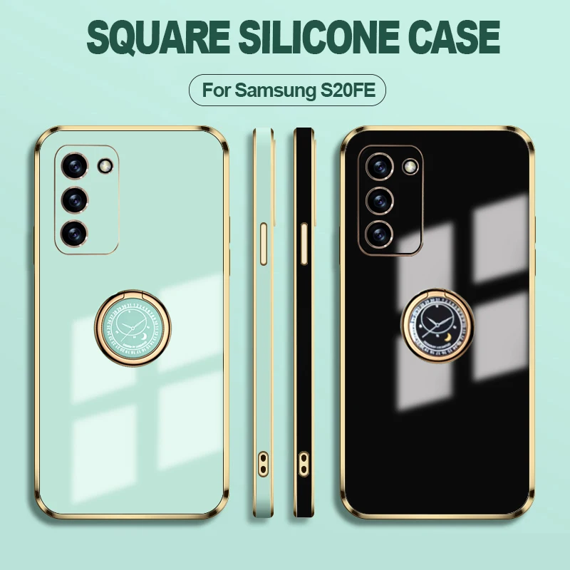 

Чехол S20 fe s20fe s20 s21 ultra Plus, 6D квадратный мягкий твердый силиконовый чехол с кольцом для Samsung Galaxy S20 fe s20 S21 Ultra чехол на самсунг s20 s21 с 20 с 21 плюс уль...
