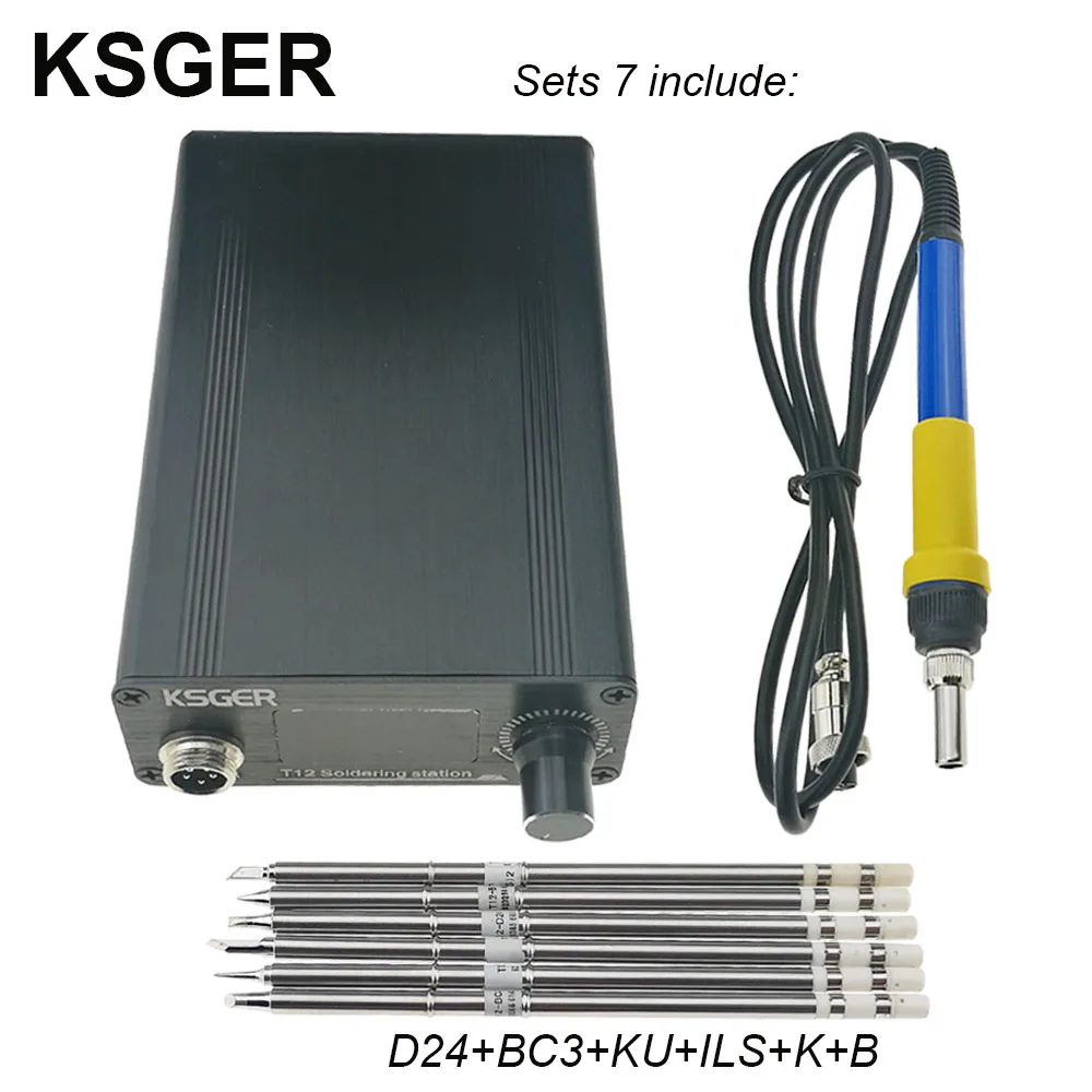Sets 7 KSGER T12 паяльная станция STM32 цифровой контроллер алюминиевый сплав чехол 907 Паяльник ручка Автоматический Режим сна Boost T12 наконечник - Цвет: Sets 7