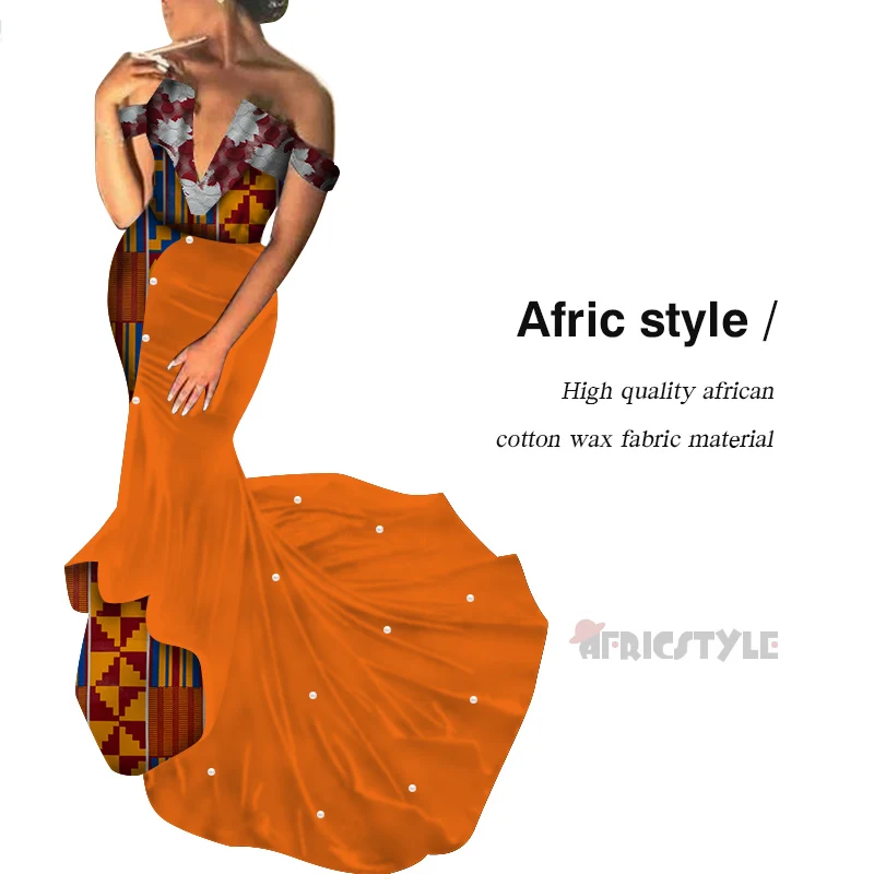 2021 Maxi Dress African Dashiki Dress African with Beautiful Pearl Long Dress Bazin Vestidos Dashiki for Christmas WY5237