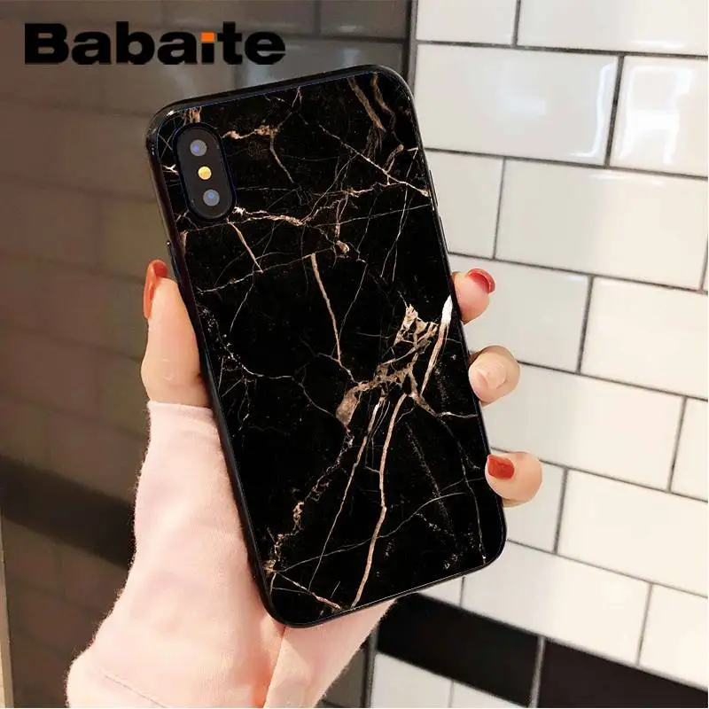 Babaite черный золотой мраморный ТПУ Черный чехол для телефона, чехол для iPhone 8 7 6 6S Plus X XS MAX 5 5S SE XR 11 11pro 11promax Shell