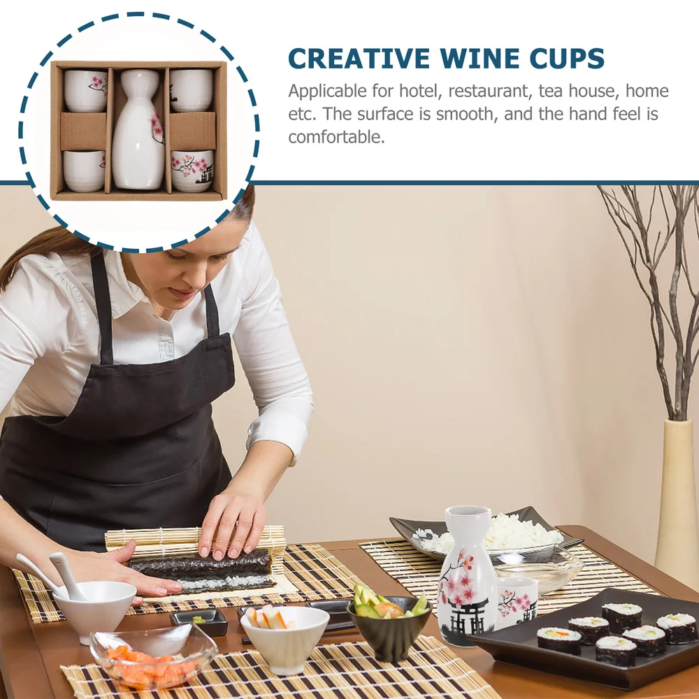 

1 Set of Simple Storage Containers Delicate Sake Pot Japanese Style Cups