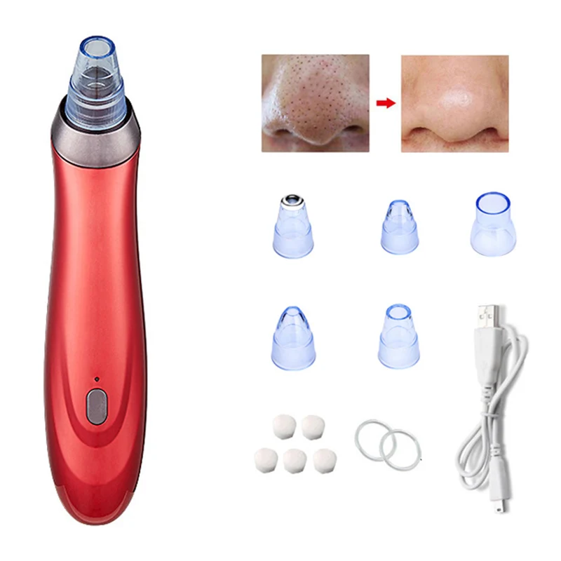 Blackhead Remover Vacuum Suction Face Deep Pore Cleaner Electric Acne Pimple Remover Tool Dark Spot Remover for Face Beauty Tool - Цвет: Red