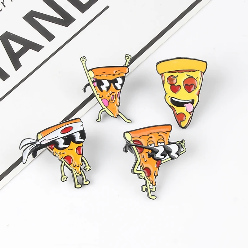Эмалированная брошь в виде пиццы с изображением японского воина крутой