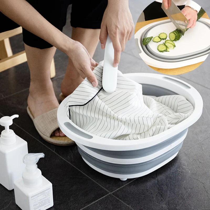 Складной Пластик кухонные овощные корзина для белья Большой раскладной
