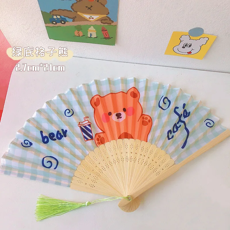 

Children's Folding Fan Portable Cartoon Tassel Fan, Summer Portable Fan Wind Gadget Can Be Folded Suitable for Little Girls