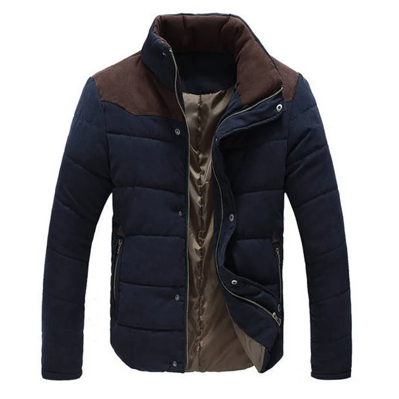 Мужская теплая куртка Повседневная однотонная из плотного хлопка персикового