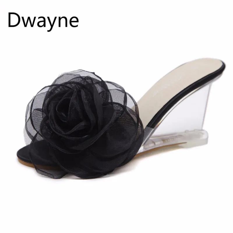 Dwayne/Новинка года; стильные пикантные женские прозрачные босоножки на высоком каблуке; прозрачные шлепанцы с цветочным принтом