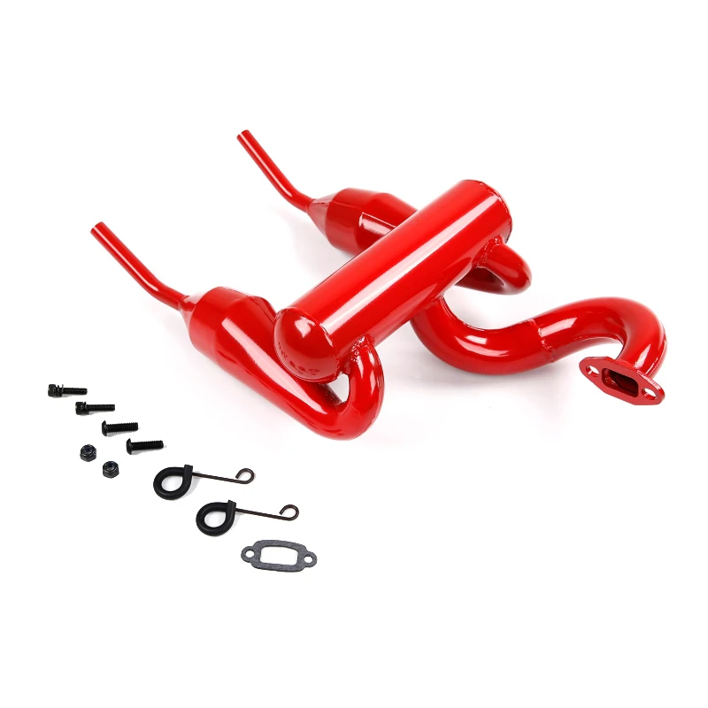 

Red Double Exhaust Pipe Dual Exhaust Tuned Pipe Set for 1/5 Losi 5Ive-T Rofun Rovan LT KM Truck Spare Toys Parts