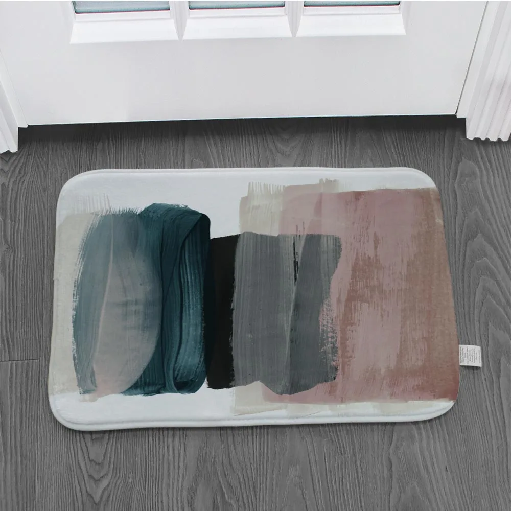 Нескользящий флисовый ковер в стиле ретро с абстрактным рисунком для входа