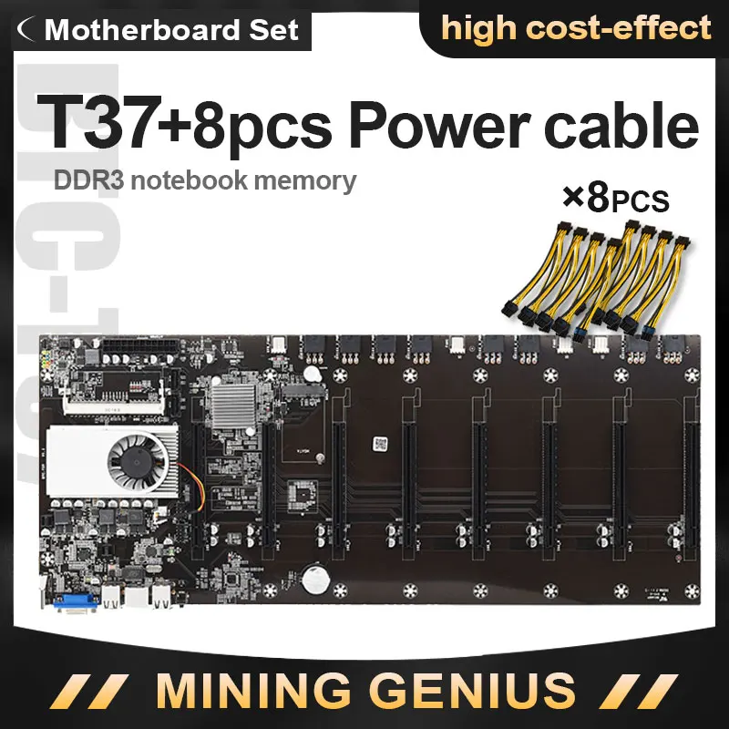 Günstig Riserless Bergbau Motherboard 8 GPU Bitcoin Crypto Etherum Grafikkarte Abstand 50mm Bergbau Set Mit 8 Power Kabel