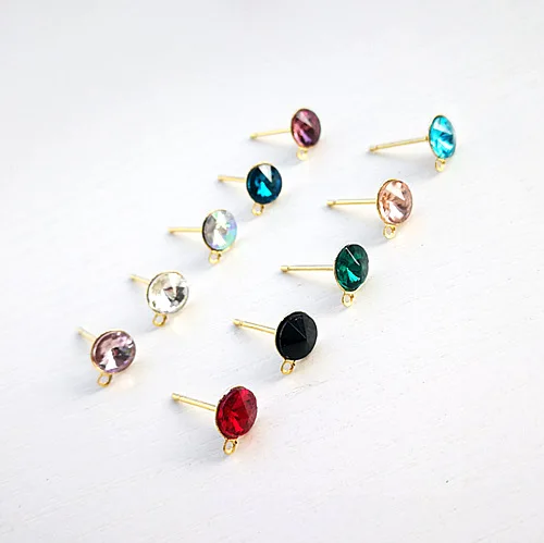 

10Pcs The Latest Satellite Stone with The 6 Mm Ring Stainless Steel Plating Gold Earrings Stud Earrings Needle Accessories