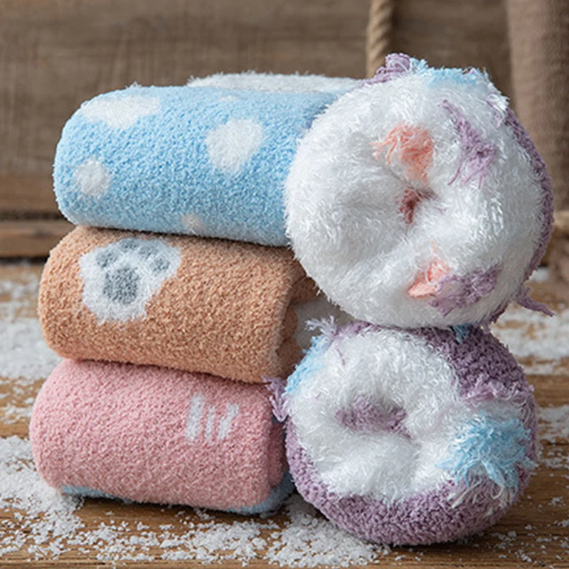 

Socks Winter Warm Lovely Cartoon Animal Coral Fleece Thick Socks Womens Dog Panda Bear Foot Cute Sock Funny Girls Hosiery Sox