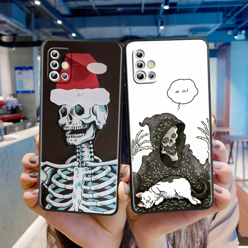 

Skull Cat Skeleton Dog For Samsung Galaxy A41 A31 A21S A21 A11 A03 A01 Core A91 A81 A71 A51 5G UW Black TPU Phone Case Capa