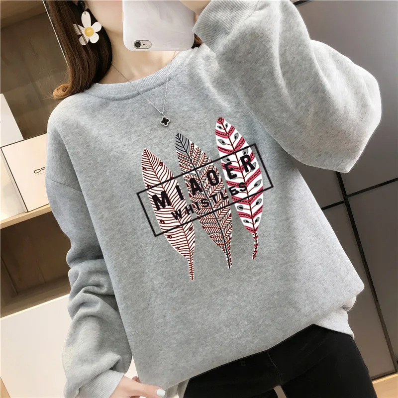 

Pockets Warm Thicken Pullover Shirt Hip Hop Loose Pure Color Women Sweatshirt one