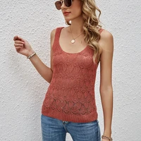womens knit sweater vest sexy sleeveless hollow out summer loose casual camis tank tops streetwear