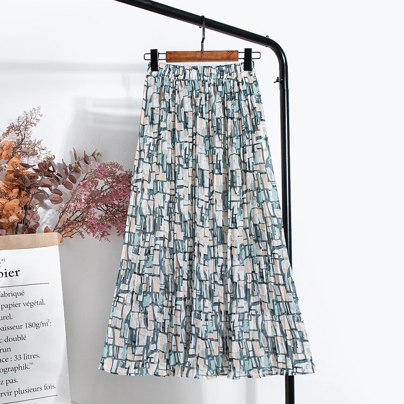 Юбка женская шифоновая плиссированная средней длины с высокой талией и