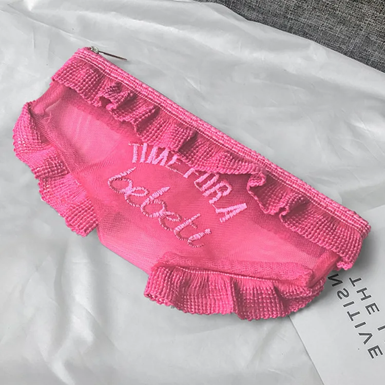 

New Sexy Girls Cute Lace Cosmetics Bag Makeup Organizer Handbag Toiletry Bag Pouch Zipper Panties Lovely Make Up Storage Purses