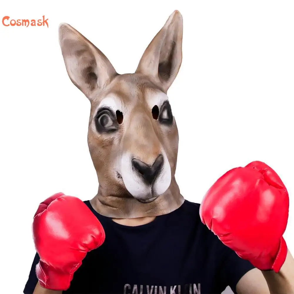 

Cosmask хэллоуин головы Кенгуру костюм Play маски смешной, латексный Ослик маска с забавными животными маскарадные маски для реквизит, маски для ...