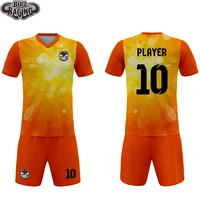 custom orange white vapor pattern design popular all over printing soccer uniforms sets