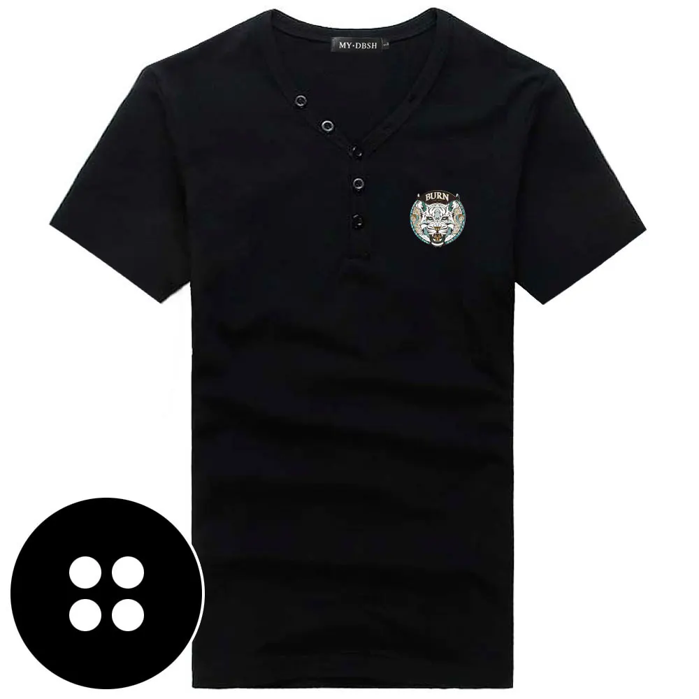 A72-Short-Black Мужская футболка большого размера, весна-осень, новинка, эластичная хлопковая футболка, Мужская одноцветная футболка, на пуговицах, воротник, длинный рукав, топ, тройники - Цвет: A72-Short-Black