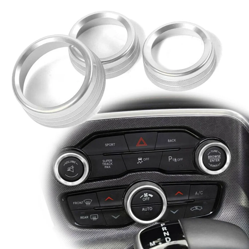 

Replacement AC switch knob cover Aluminum Trim Accessory For Dodge Challenger/Charger 15-20 3pcs