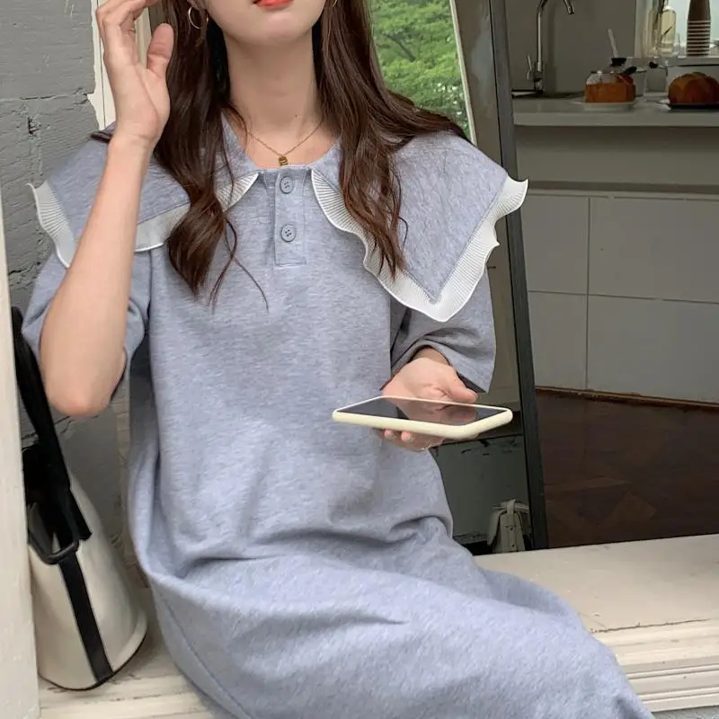 

Alien Kitty Femme Summer Split Dress Brief All Match Loose Hot Straight Gentle Vintage OL Casual Retro Long Dresses Vestidos
