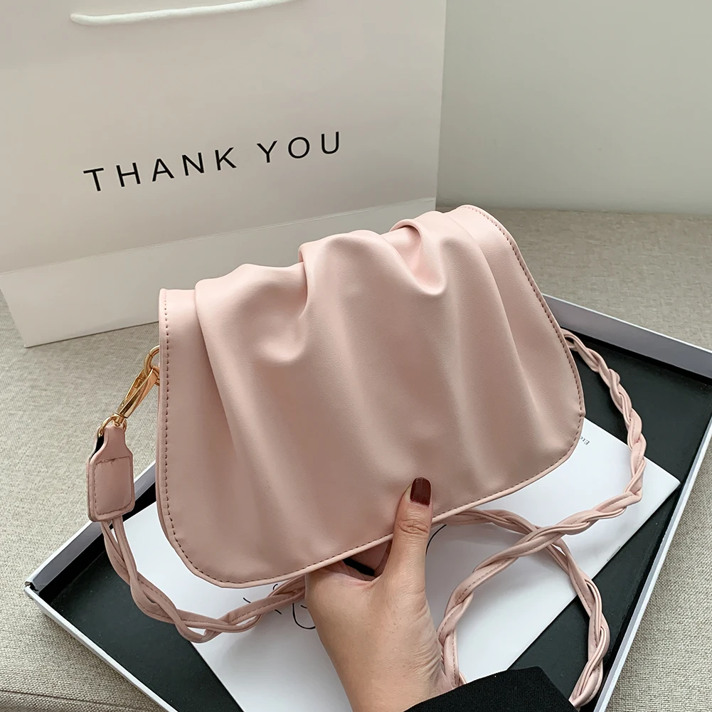 

Женская однотонная Повседневная сумка через плечо, популярная простая Женская Повседневная сумка, модная плиссированная сумка-мессенджер ...