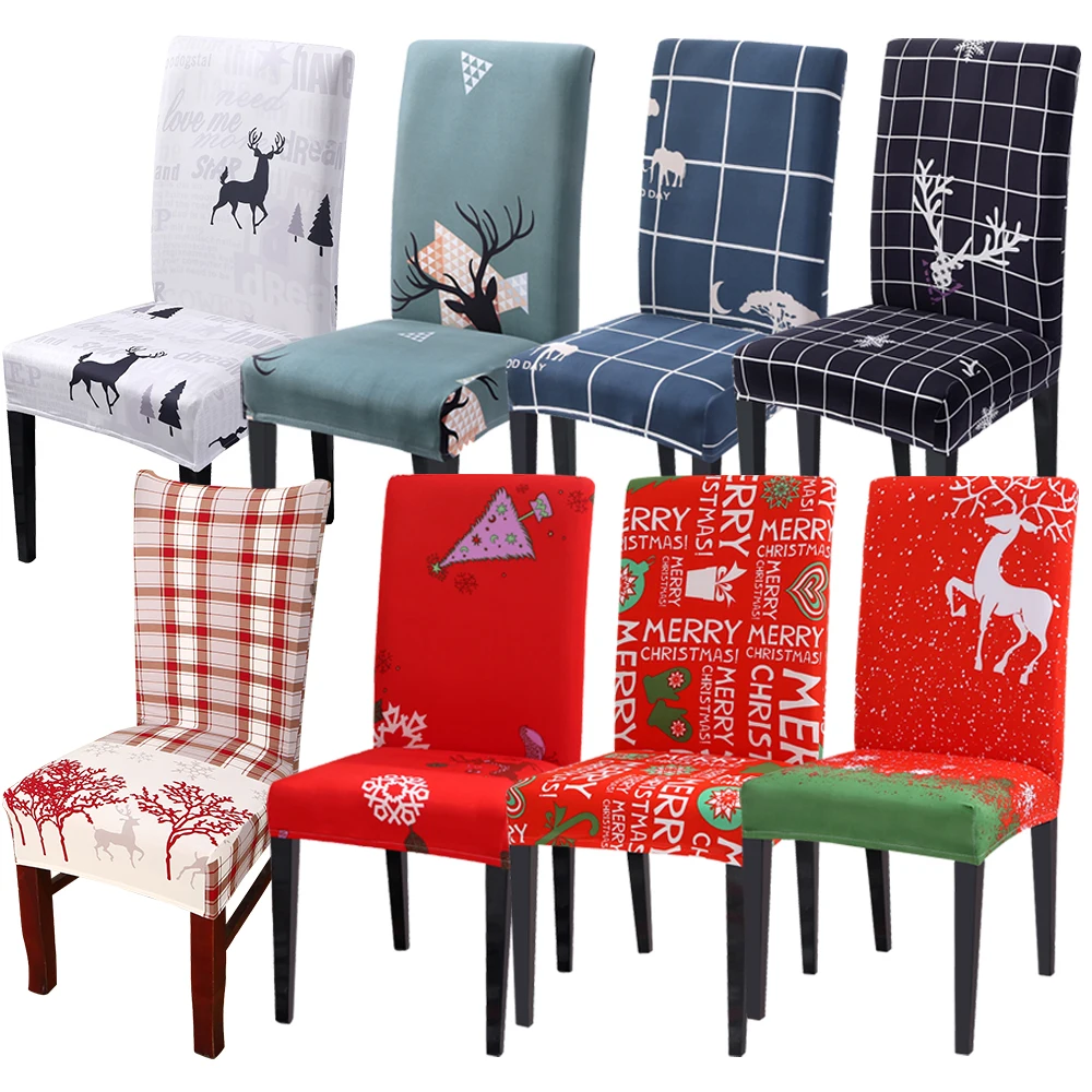 2019 Christmas Decor Dining Room Chair Cover Universal Size Covers Seat Slipcovers Washable Removable Stretch | Дом и сад