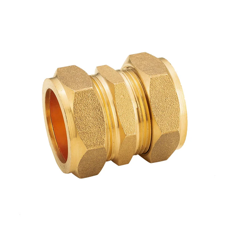 Fit 6/8/10/12/14/15/16/18/22/25/35/42/54mm Tube OD Brass Compression Union Pipe Fitting Connector with Copper Ferrule Ring
