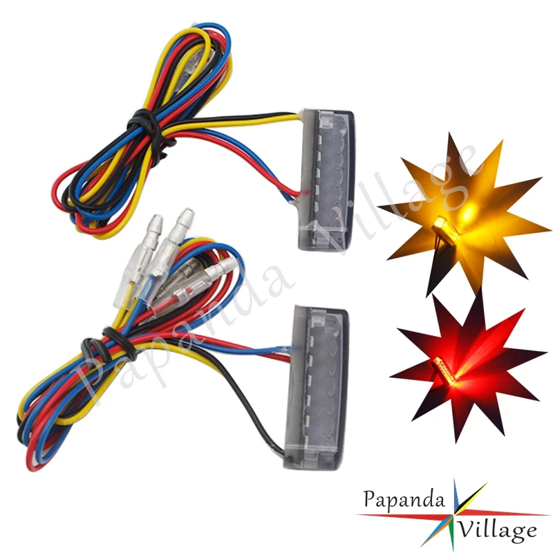 1 пара красно-янтарных мини светодиодных поворотников для Yamaha Honda Suzuki Kawasaki Ducati