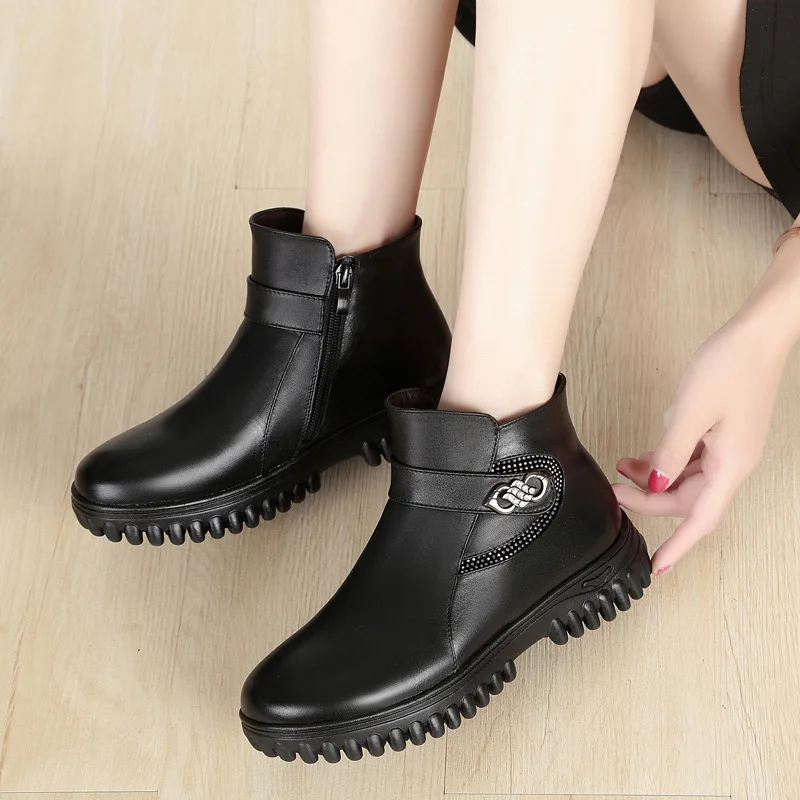 PADRISIMOS/женские кожаные ботинки из коровьей кожи Теплые овечьей шерсти и бархата