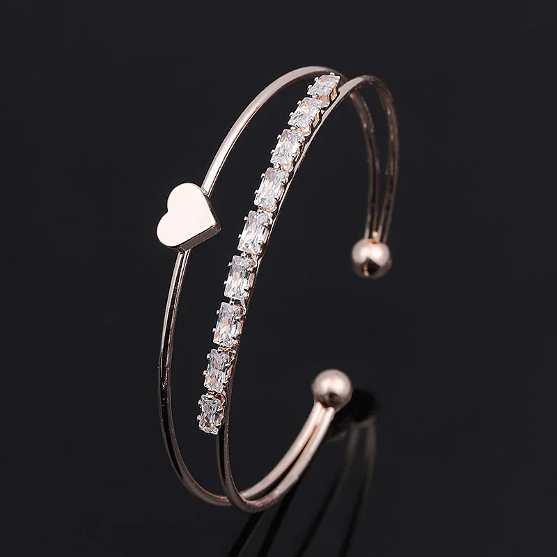 130 Модный бренд CZ циркония браслеты-манжеты BanglesJewelry для женщин мужчин розовое золото цвет Любовь цветок Открытый браслет подарок на день Святого Валентина - Окраска металла: 130