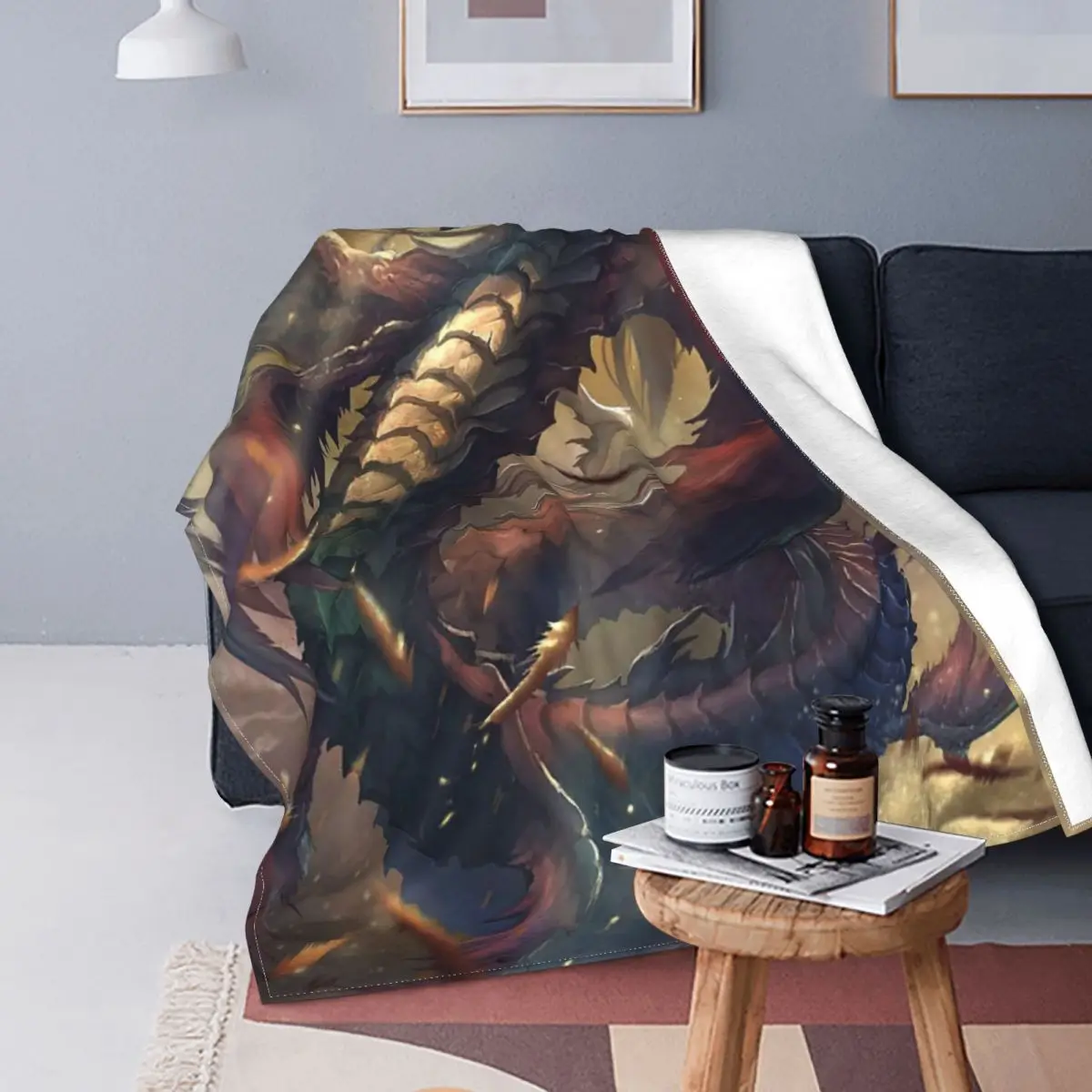 

Adventurers Guild Flying Dragon Blankets Fleece Winter Legend Myth Animal Portable Soft Throw Blankets for Sofa Outdoor