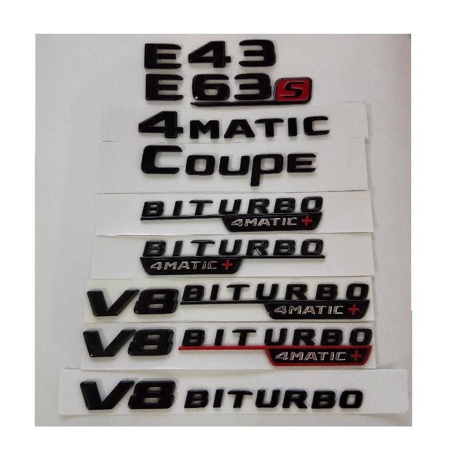

Черная Эмблема багажника E43 E63 E63s V8 BITURBO 4matic + брызговик эмблемы Значки для Mercedes Benz AMG W207 W211 W212 W213 Coupe