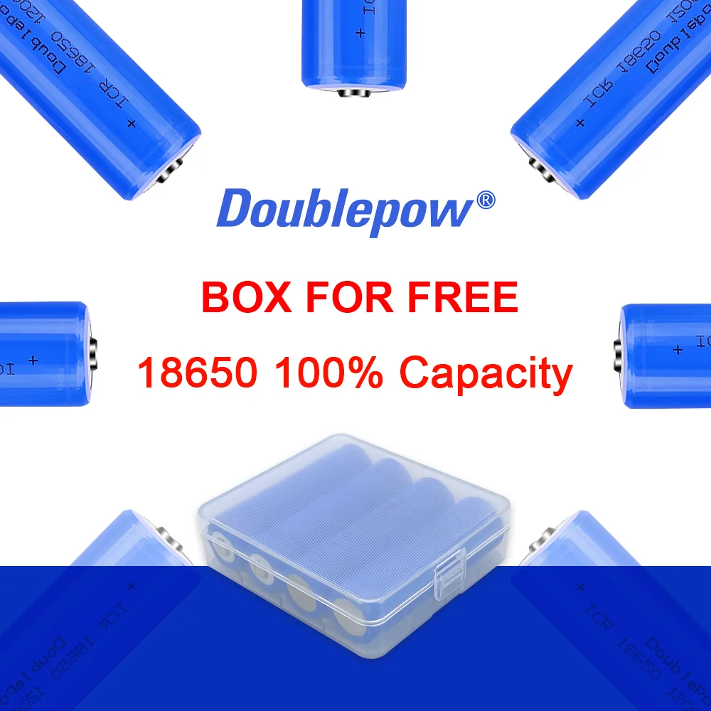 

100% original 4pcs Doublepow Batteries 3.7V 18650 2000/2600/3400mAh Rechargeable Battery Li-ion Lithium Battery for Flashlight