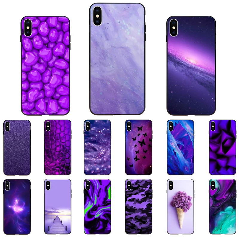 

Purple Aesthetic Phone Case For iPhone 13 Pro Max 12 11 ProMax 12mini XS MAX XR SE2020 8 7 Plus X