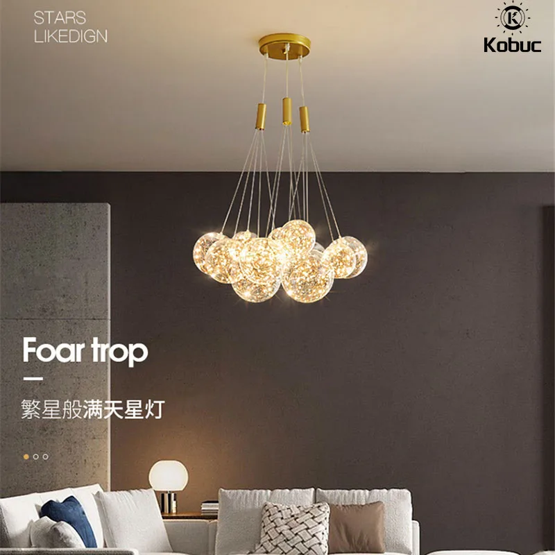 

Kobuc Romantic Gypsophila Ceiling Hanging Pendant Light 3/5/9/15 Bubble LED Pendant Lamp for Dining room Living room Decor 220V