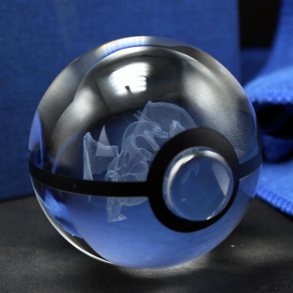 Горячая новинка 80 мм Pokeball Кристалл Pokemon Go мяч с лазерной гравировкой Charizard даркрай Archelomon Bakemon Digimon подарок для приключений