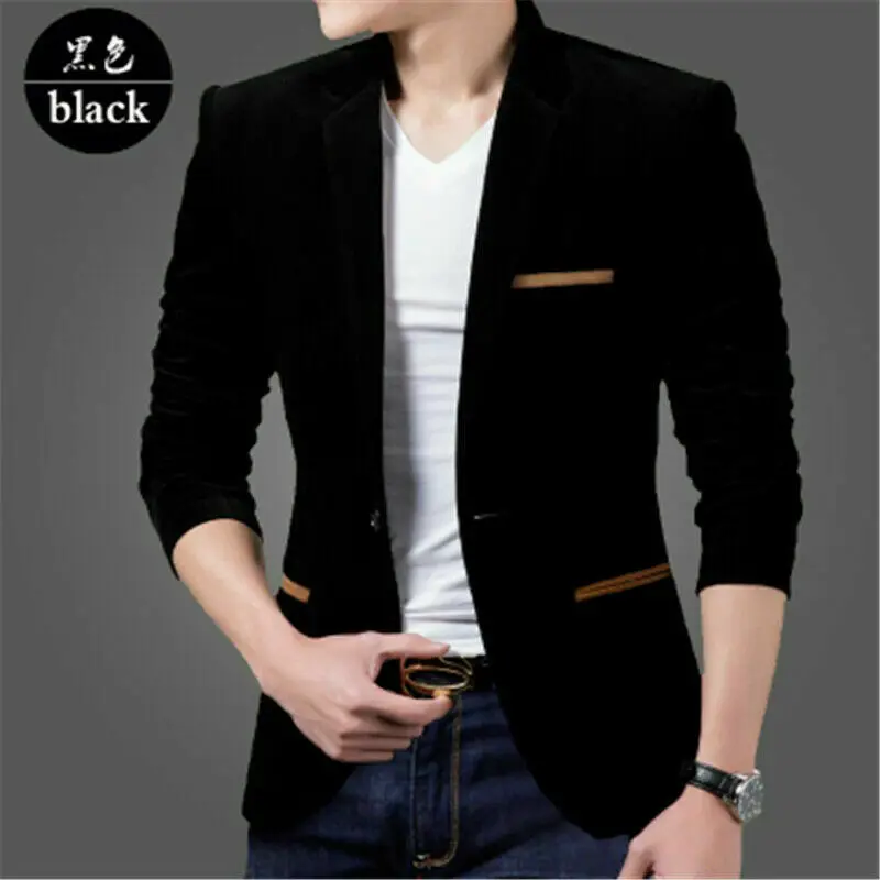 Мужской повседневный вельветовый Блейзер приталенный жакет из хлопчатобумажной