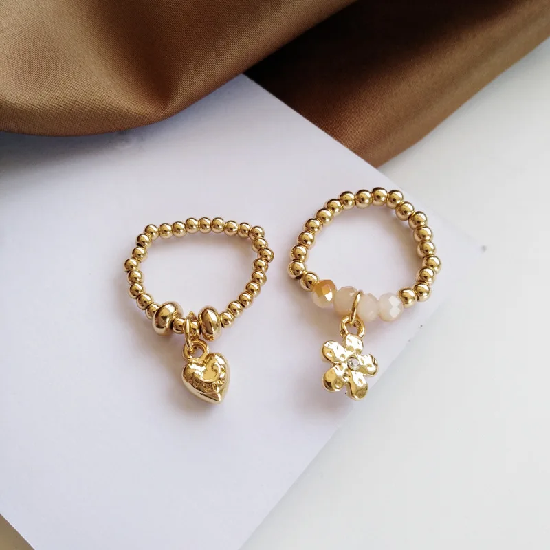 Женское модное корейское кольцо ручной работы с маленькими цветами сердечками