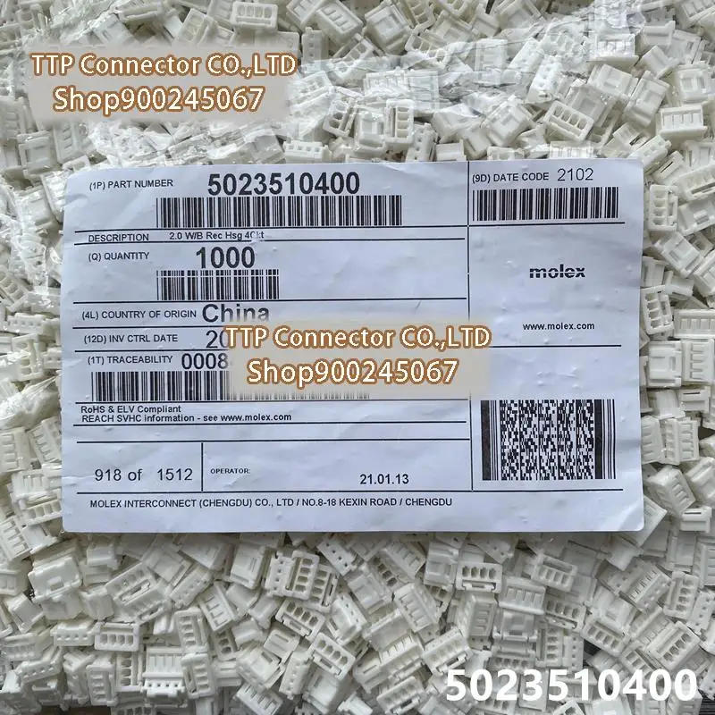 

1000pcs/lot Connector 502351-0400 5023510400 4P Plastic shell 2.0mm Leg width 100% New and Origianl