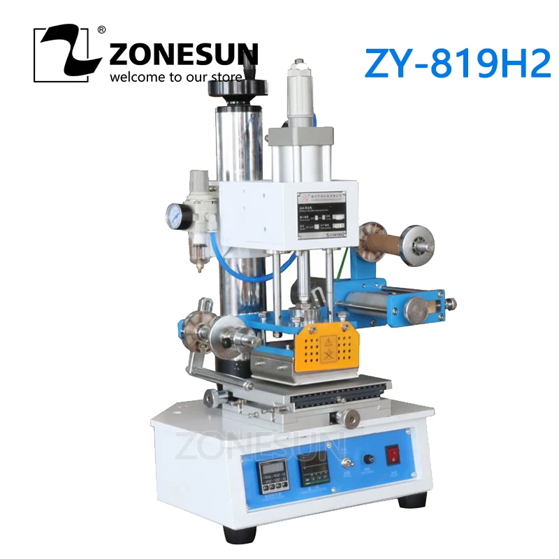 

Zonesun ZY-819H2 Hot foil Stamping Machine Custom Logo for wood marks name card Branding machine leather embossor 220V