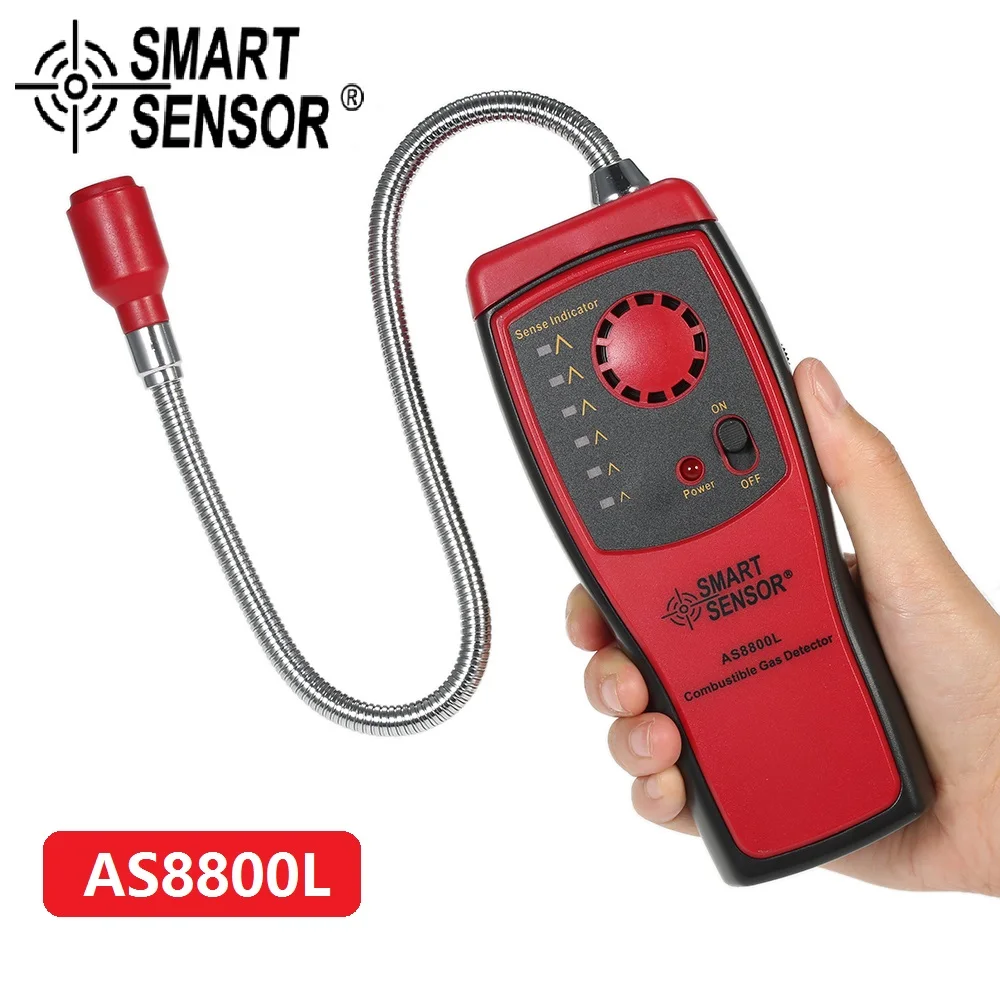 

Gas Analyzer Combustible Gas Detector Flammable Natural Gas Leak Location Determine Meter Tester Sound Light Alarm AS8800L