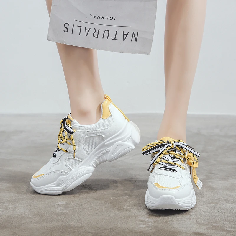 

2019 Fashion Women Sneakers Casual Shoes Woman Comfortable Breathable White Flats Female Platform Sneakers Tenis Feminino